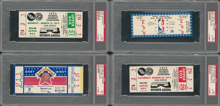 1970-1976 Basketball PSA-Graded Full Tickets Collection (4 Different)
